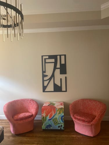 Customer photo review of Half Of Minimalist Human Face Metal Wall Art