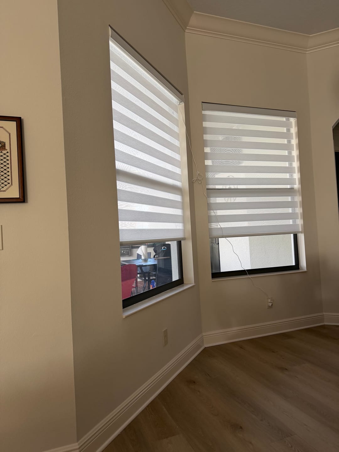 Customer photo review of SmartWings Motorized Zebra Shades 60% Blackout Translucent 75mm Eloise