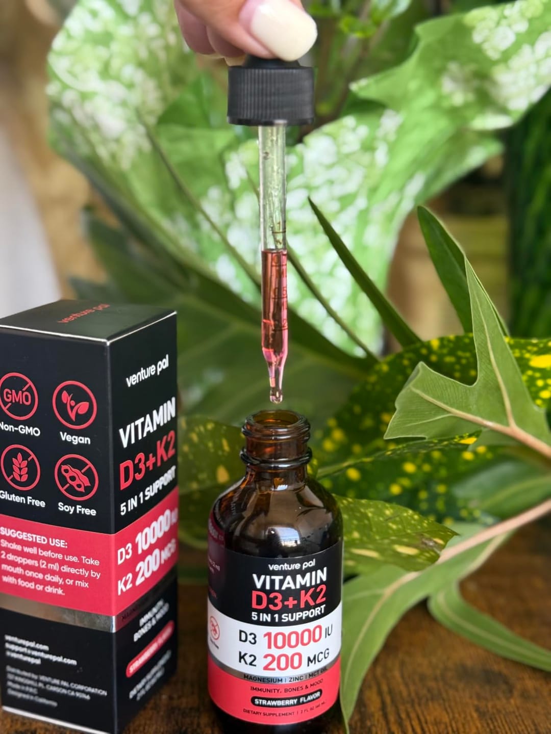 Customer photo review of Vitamin D3 10000 IU Plus K2 (MK-7) - Strawberry Flavor - 200 mcg Liquid Drops