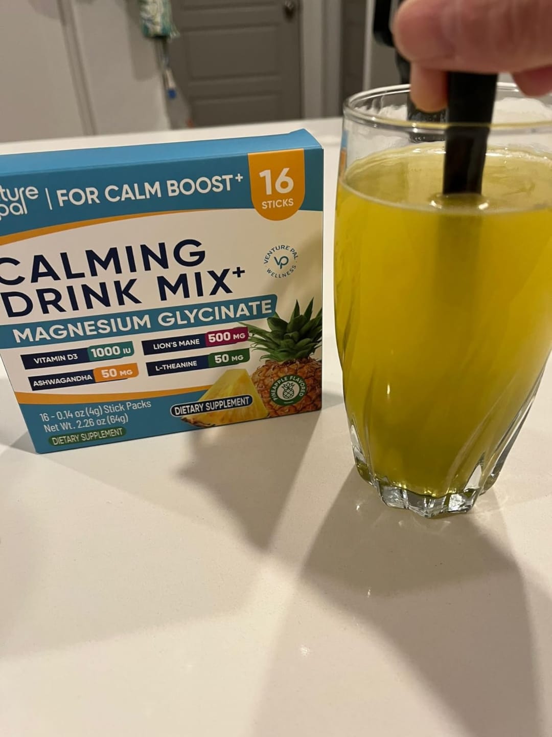 Customer photo review of Magnesium Glycinate Powdered Drink Mix - Pineapple- 16 Sticks