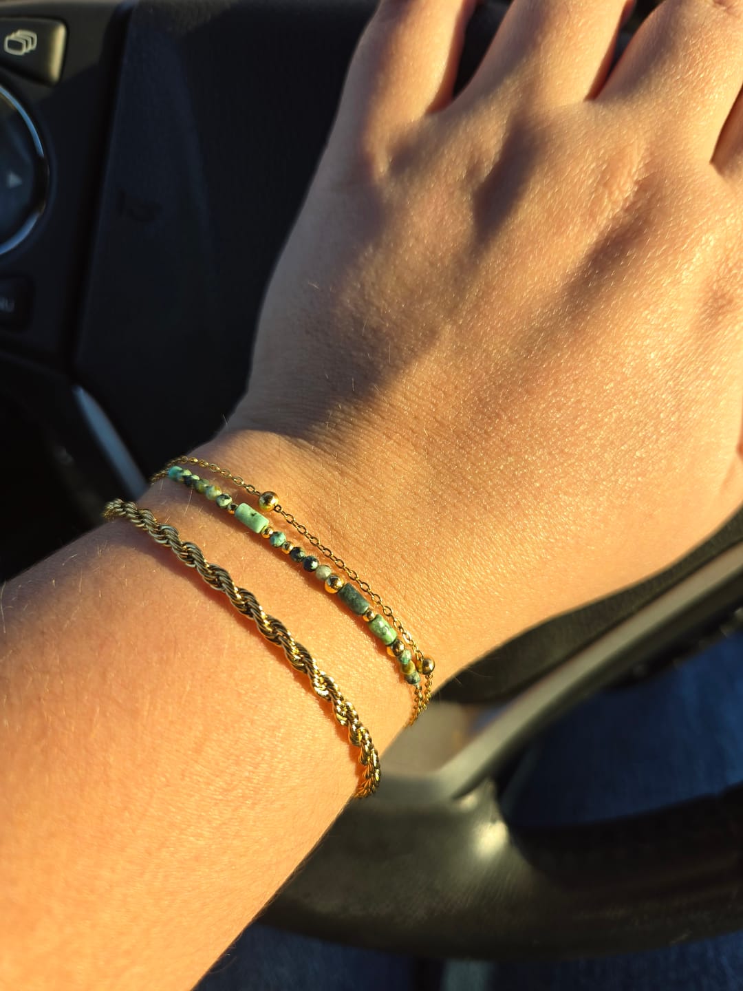 Customer photo review of Layered Stone Beads Bracelet