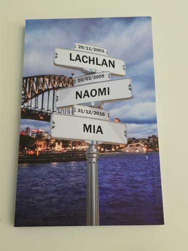 Customer photo review of Personalized Date and Names Sign Canvas