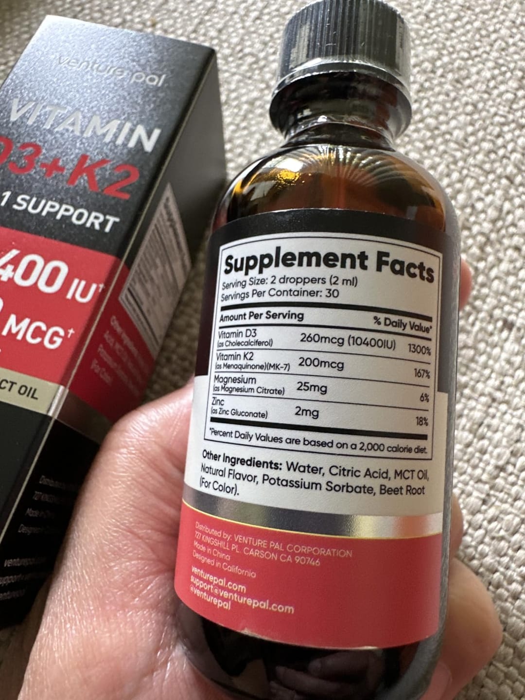 Customer photo review of Vitamin D3 10000 IU Plus K2 (MK-7) - Strawberry Flavor - 200 mcg Liquid Drops