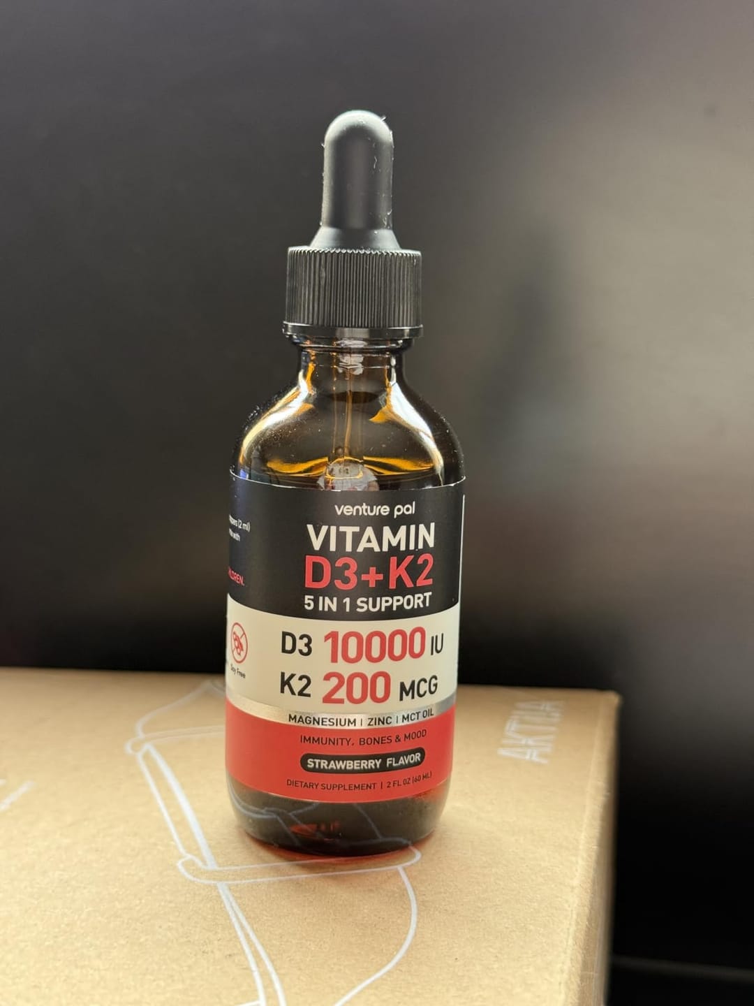 Customer photo review of Vitamin D3 10000 IU Plus K2 (MK-7) - Strawberry Flavor - 200 mcg Liquid Drops