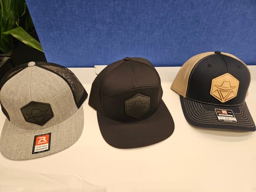 Customer photo review of Custom Leather Patch Trucker Hat - Richardson 112