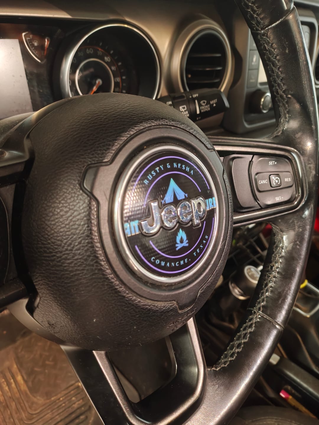 Customer photo review of Design Your Own Steering Wheel Decal for Jeep