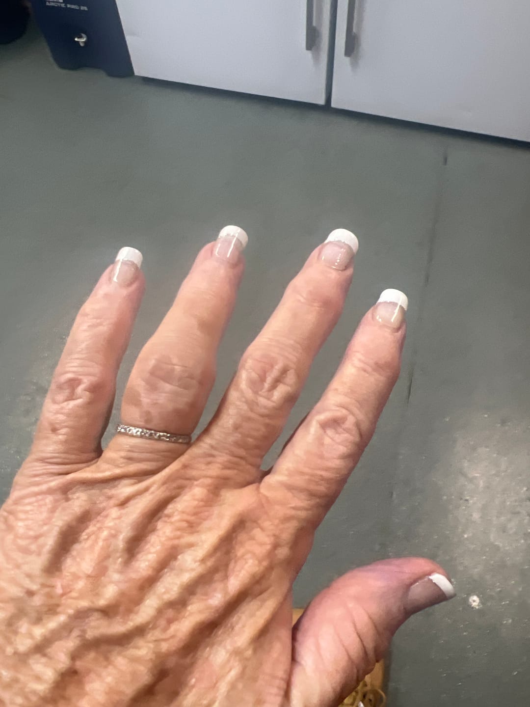 Customer photo review of White French Tip Glitter DIY Semicured Gel Nail Sticker Kit