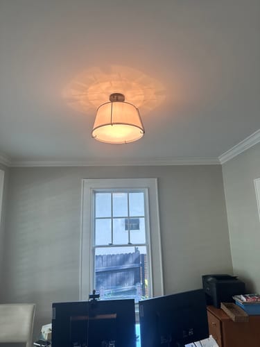 Customer photo review of Contemporary Wide Linen Drum Brass Semi Flush Mount