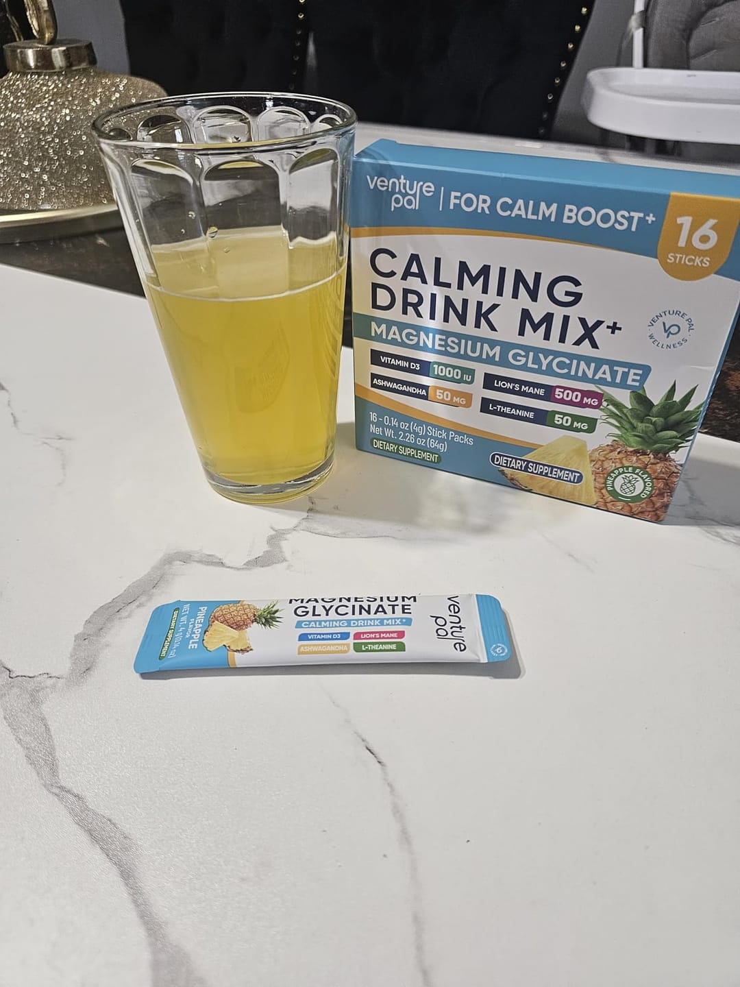 Customer photo review of Magnesium Glycinate Powdered Drink Mix - Pineapple- 16 Sticks