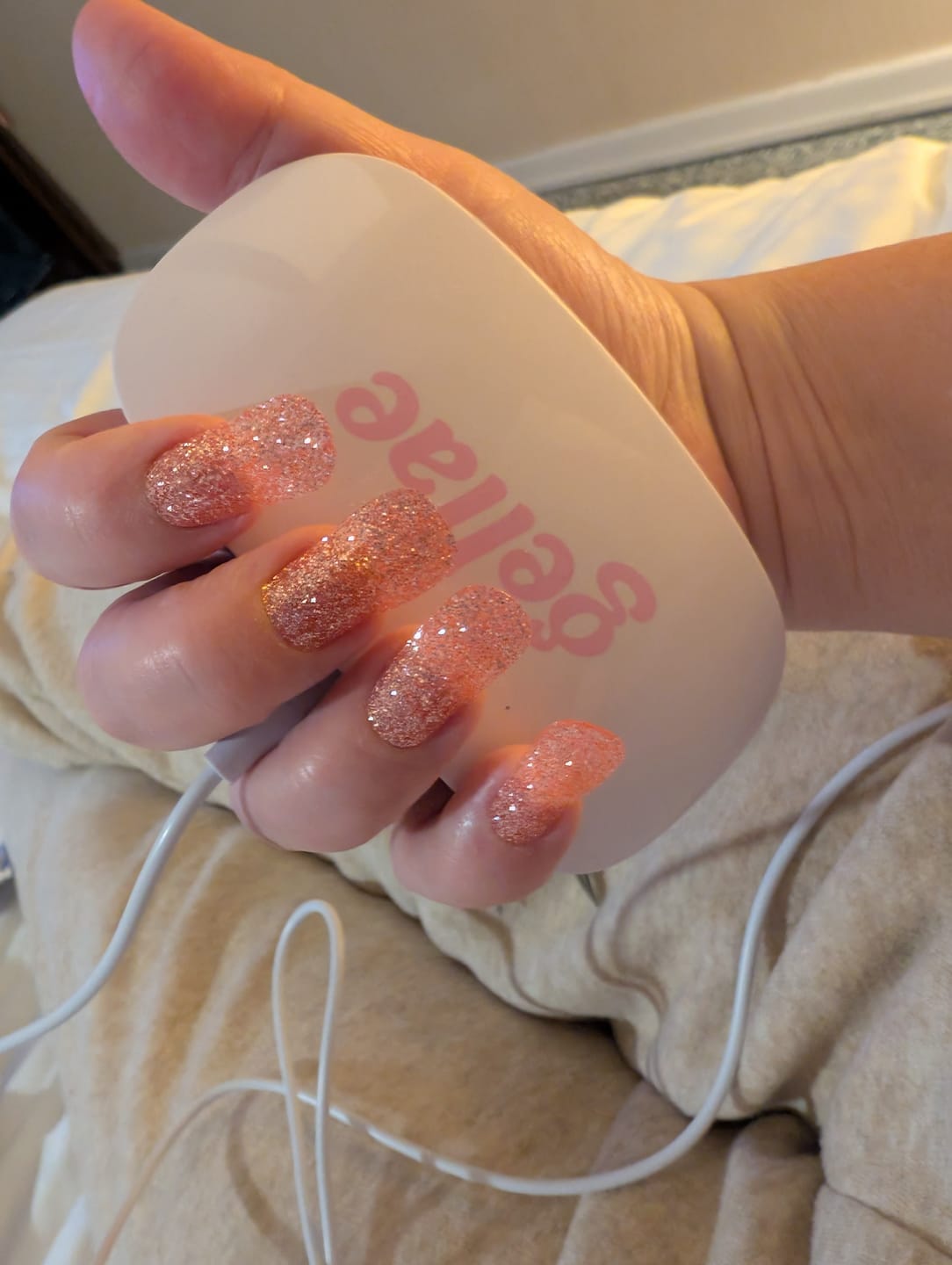 Customer photo review of Pink Diamond Shimmer DIY Semicured Gel Nail Sticker Kit (LIMITED EDITION)