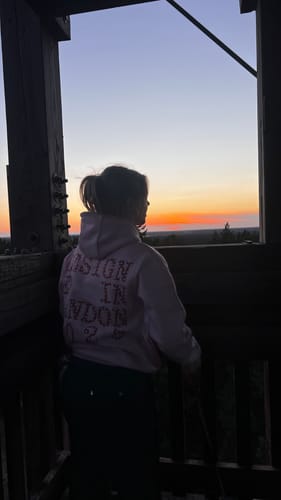 Customer photo review of designed in london pink hoodie