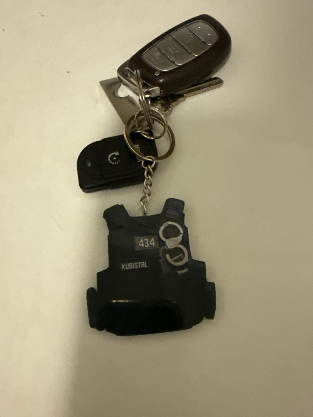 Customer photo review of Personalized Police Bulletproof Vest Acrylic Keychain
