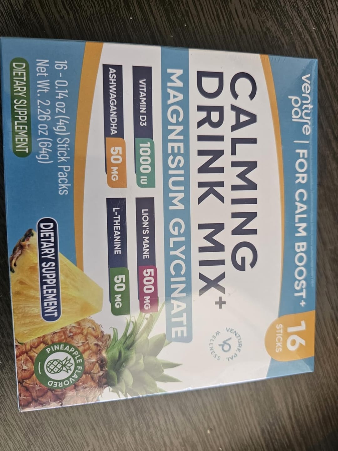 Customer photo review of Magnesium Glycinate Powdered Drink Mix - Pineapple- 16 Sticks