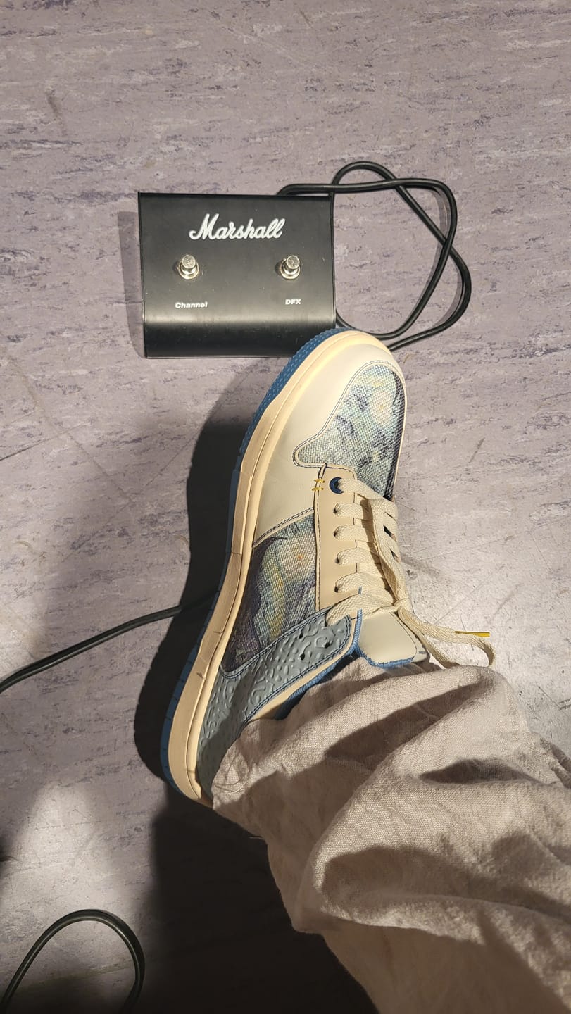 Customer photo review of Van Gogh Starry Night inspired sneakers