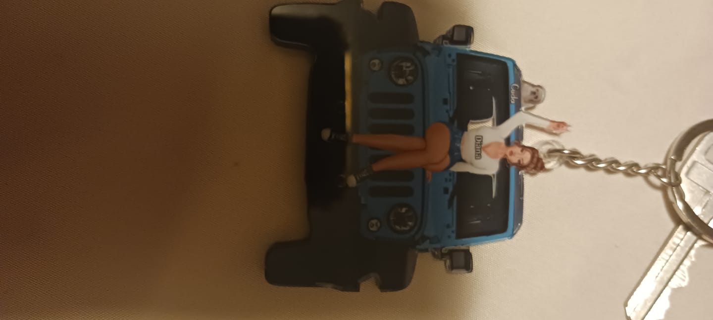Customer photo review of Personalized A Girl With Off-Road Car And Dog Keychain Gift For Journey Girls
