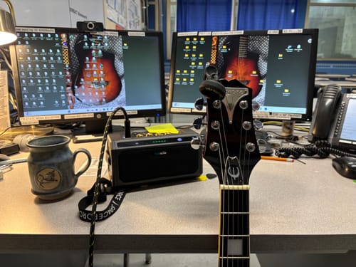 Customer photo review of TuneBomb 10W Portable, Rechargeable Practice Mini Amp – For Guitar & Bass