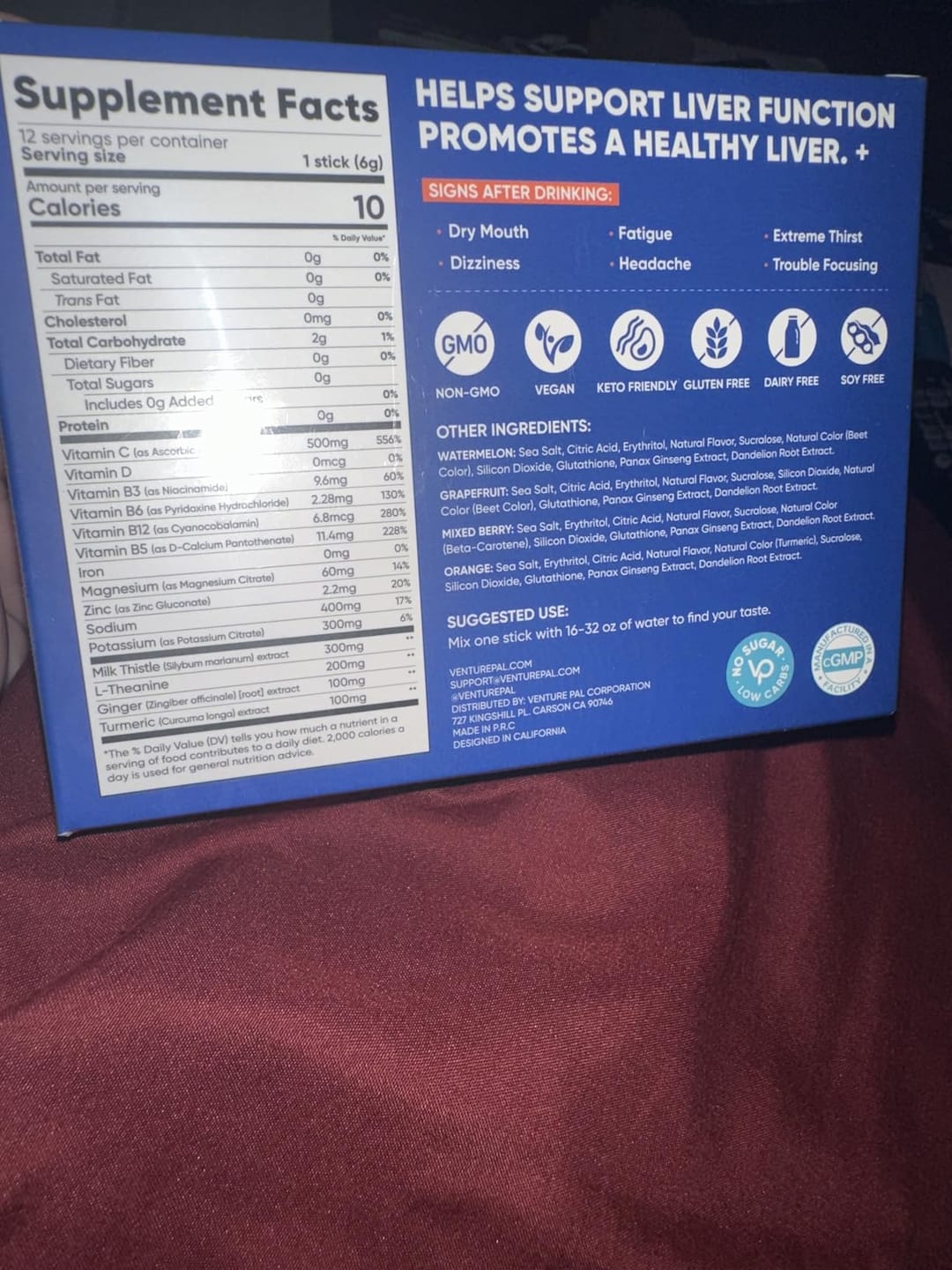 Customer photo review of Liver Support Sugar Free Electrolyte Powder Packets - Variety- 16 Sticks