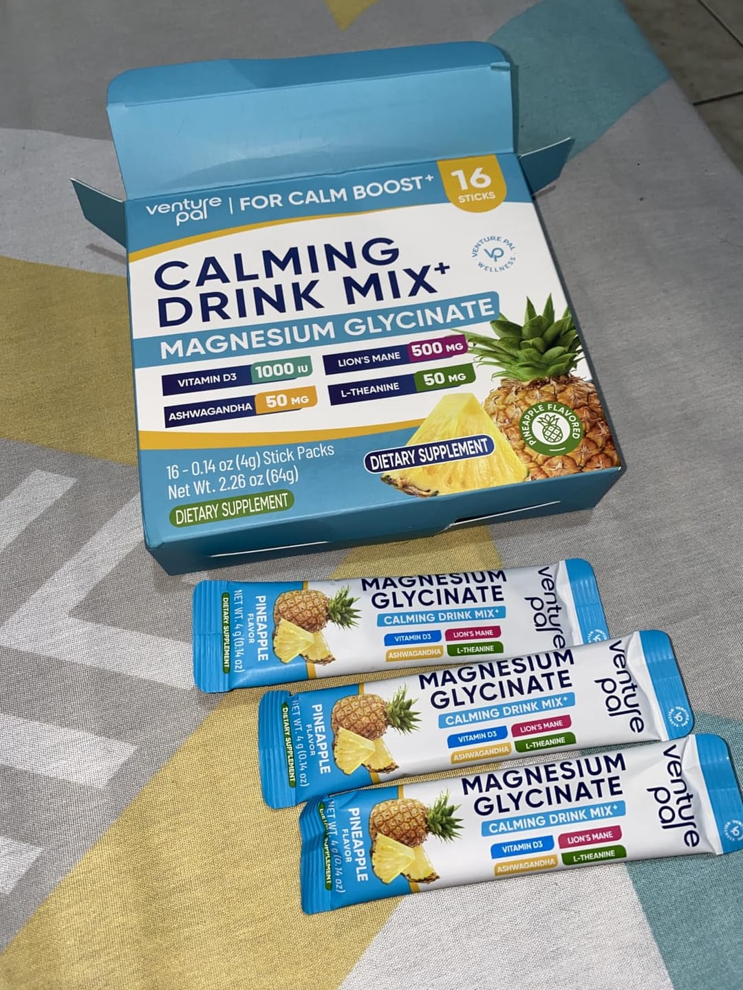 Customer photo review of Magnesium Glycinate Powdered Drink Mix - Pineapple- 16 Sticks