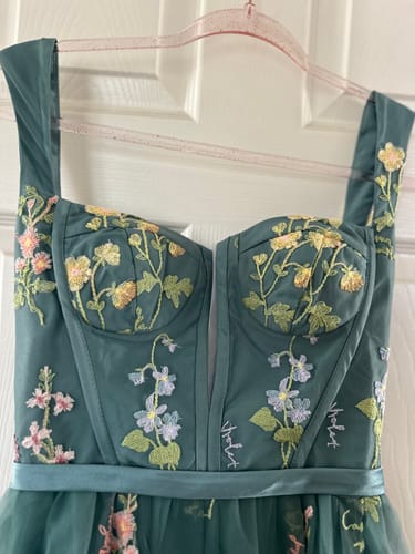 Customer photo review of 1930s Floral Mesh Boned Lace-Up Dress