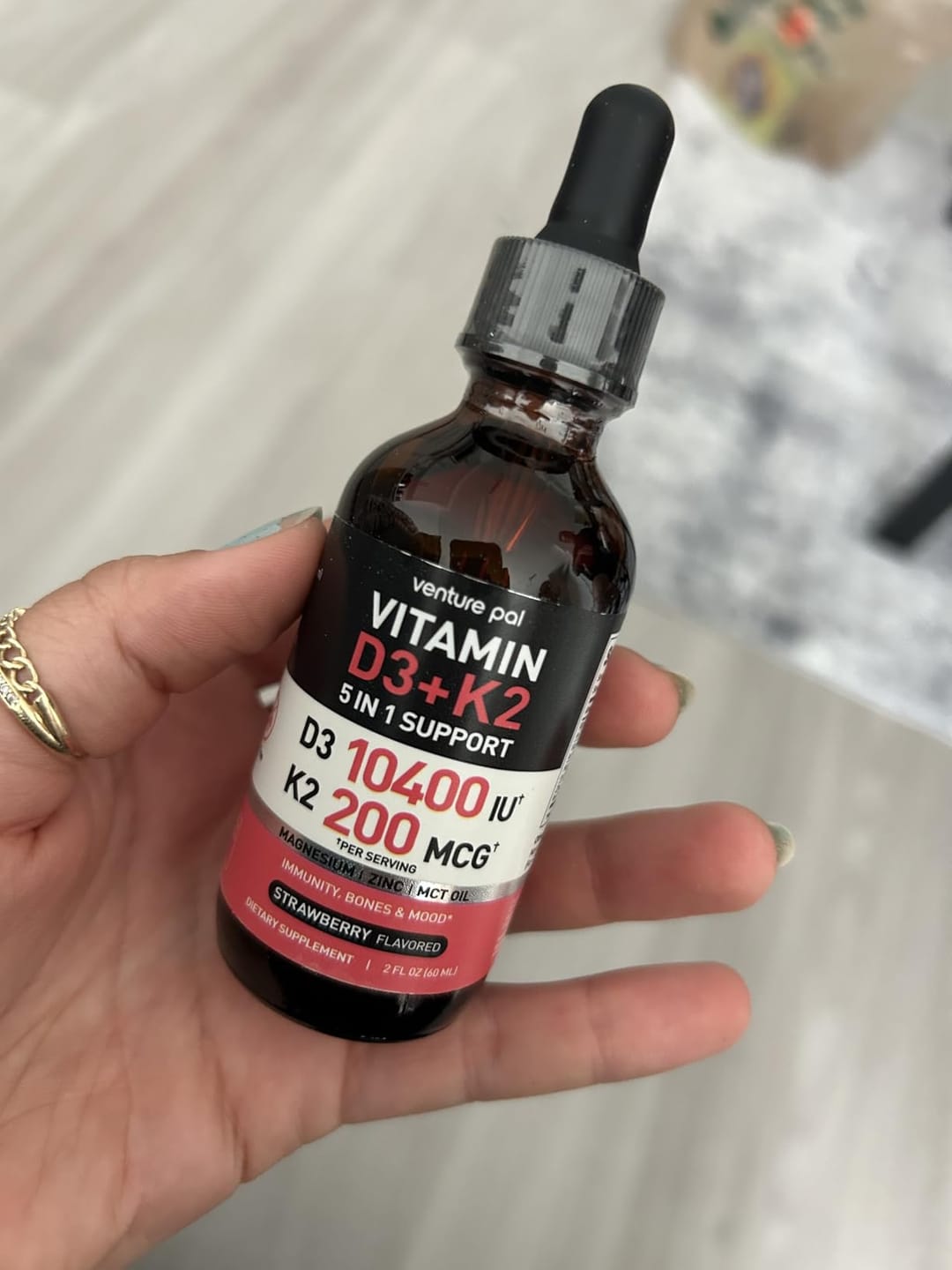 Customer photo review of Vitamin D3 10000 IU Plus K2 (MK-7) - Strawberry Flavor - 200 mcg Liquid Drops