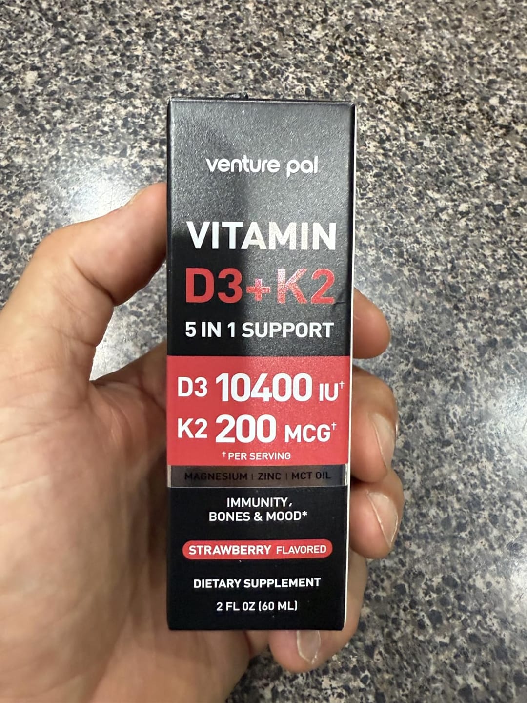 Customer photo review of Vitamin D3 10000 IU Plus K2 (MK-7) - Strawberry Flavor - 200 mcg Liquid Drops