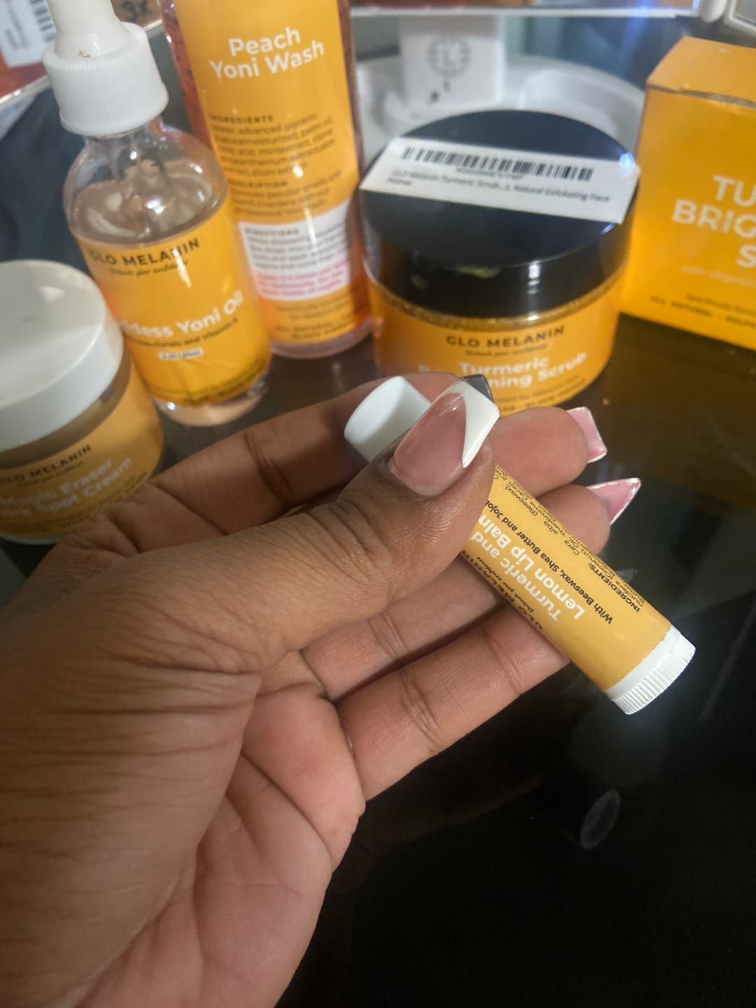Customer photo review of Turmeric and Lemon Lip Balm (for Dark Lips)