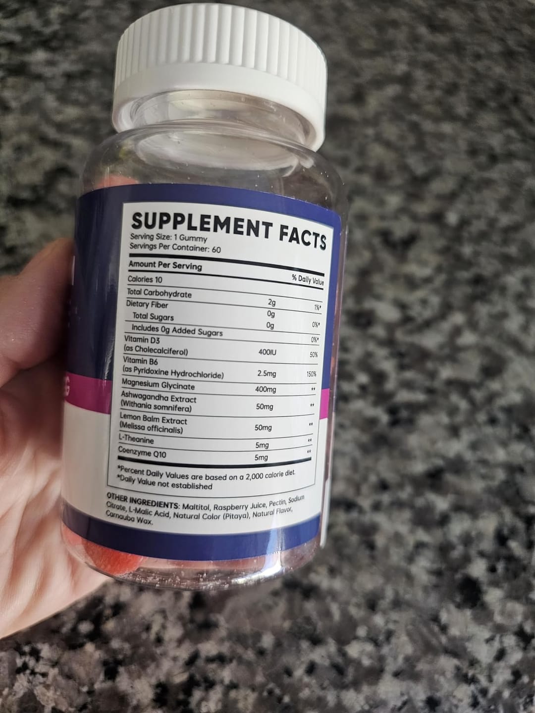 Customer photo review of 60 Day Supply Magnesium Glycinate Gummies - Raspberry