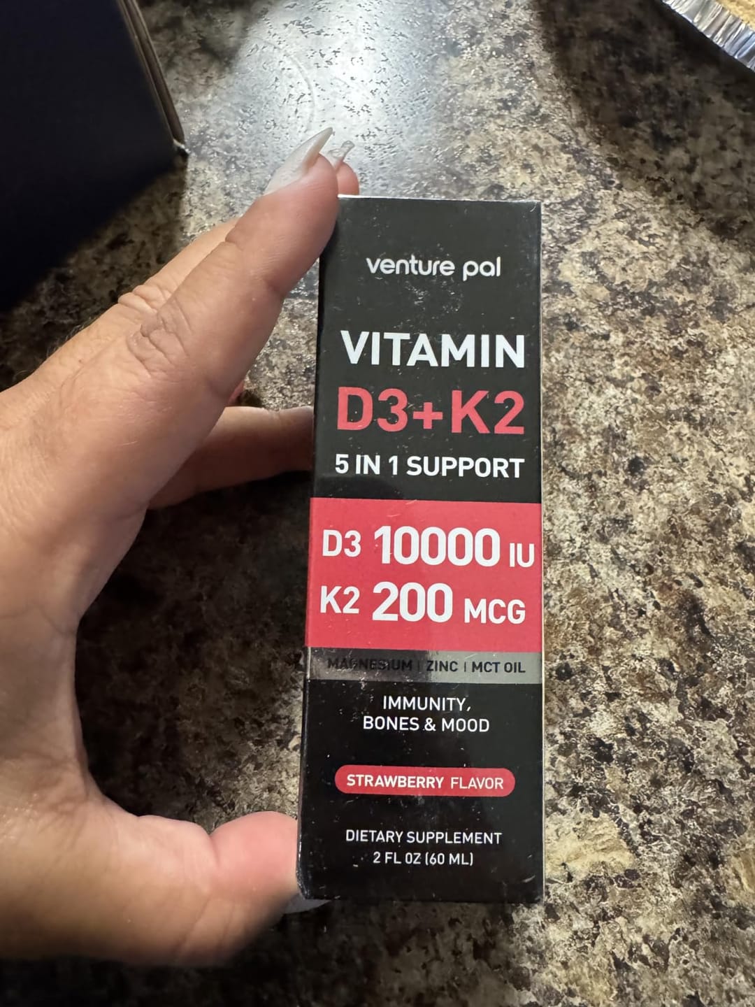 Customer photo review of Vitamin D3 10000 IU Plus K2 (MK-7) - Strawberry Flavor - 200 mcg Liquid Drops