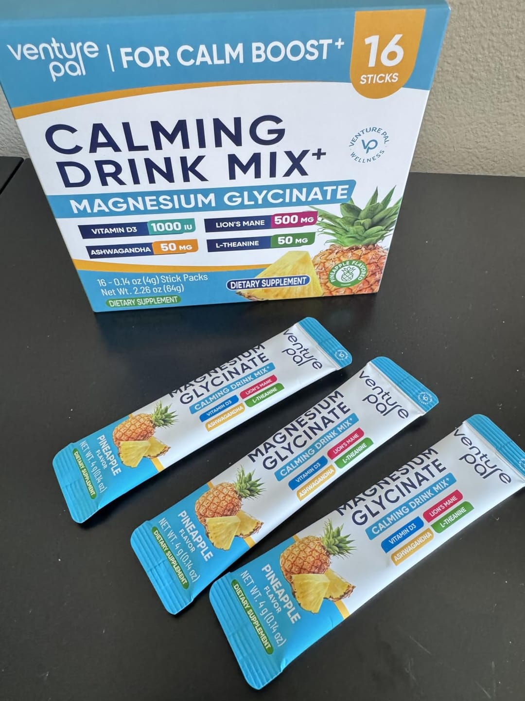 Customer photo review of Magnesium Glycinate Powdered Drink Mix - Pineapple- 16 Sticks