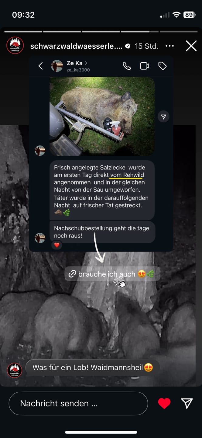 Customer photo review of Salzspray Anis - Lockmittel Rehwild, Schwarzwild, Rotwild und Damwild