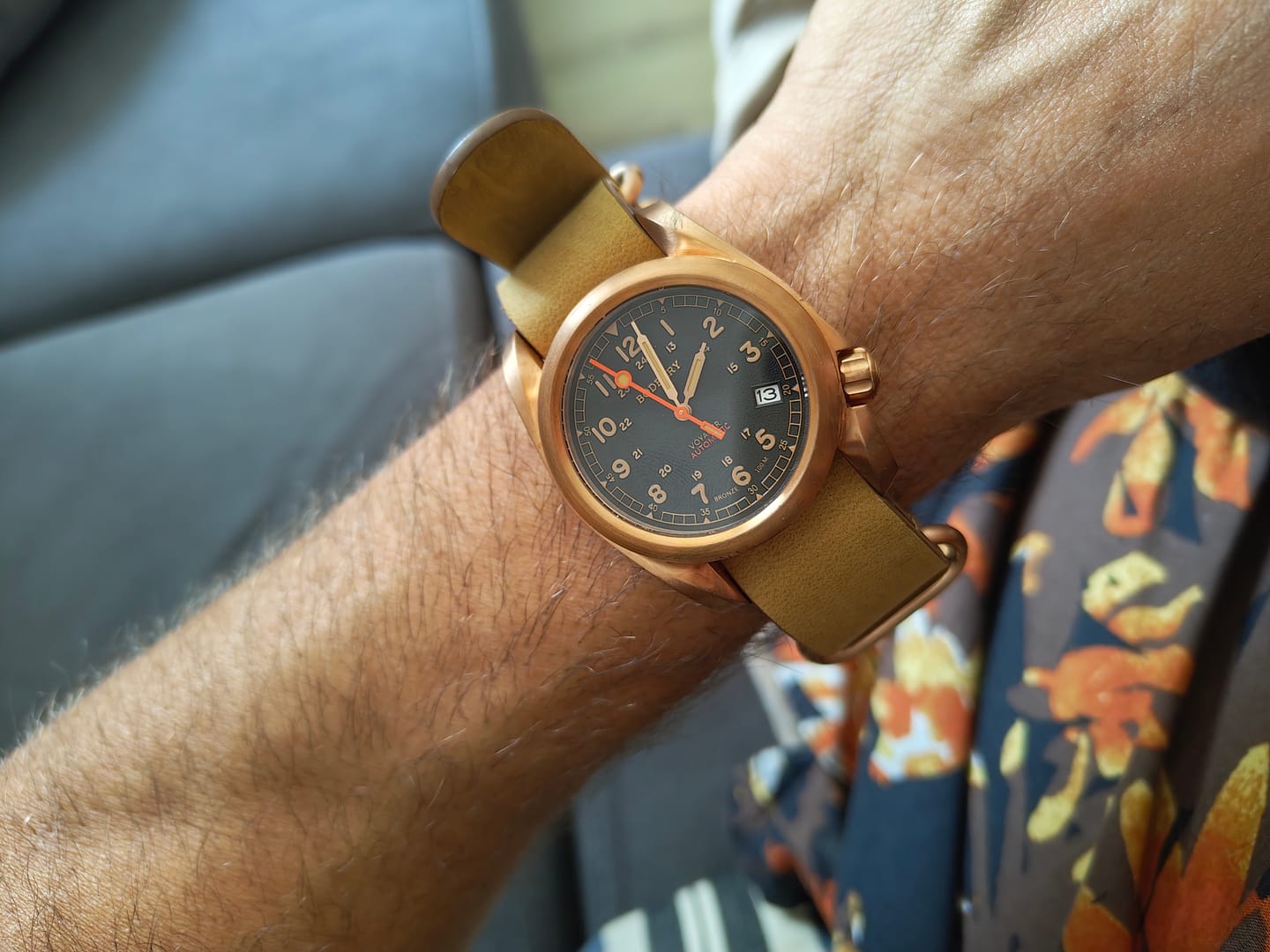 Customer photo review of VOYAGER - 100M Waterproof Bronze Automatic Field Watch | Black