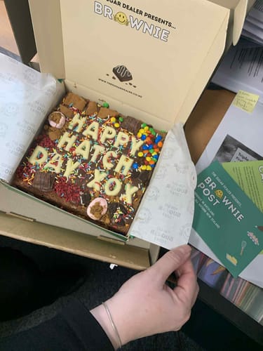 Customer photo review of Custom message loaded brownie