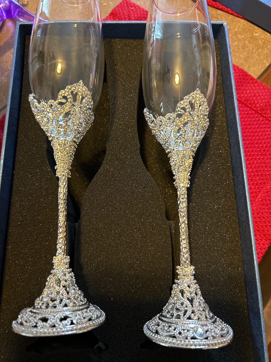 Customer photo review of Princess Rhinestone Champagne Glass