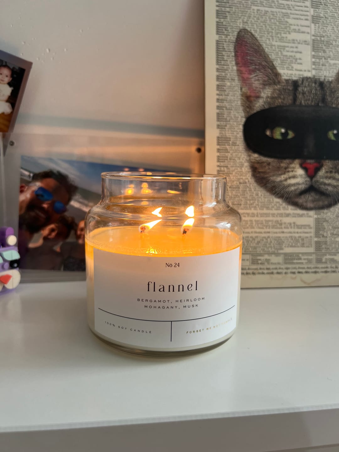 Customer photo review of Flannel 22 oz Glass Candle
