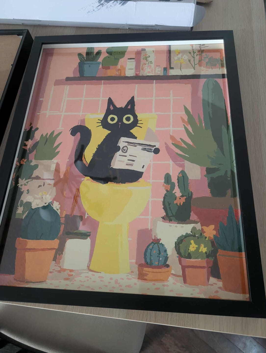 Customer photo review of The black cat on the toilet | Paint by Number