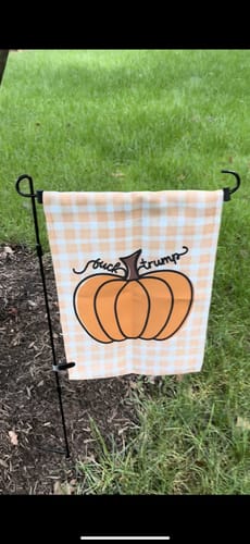 Customer photo review of F*ck Trump Autumn Pumpkin Garden Flag