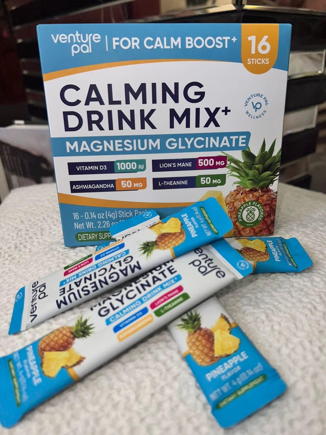 Customer photo review of Magnesium Glycinate Powdered Drink Mix - Pineapple- 16 Sticks