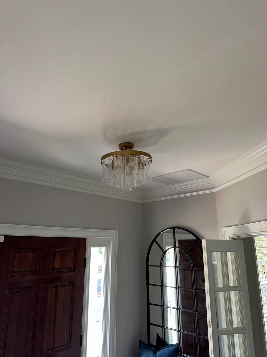 Customer photo review of Tiered Hammered Water Glass Round Semi Flush Mount