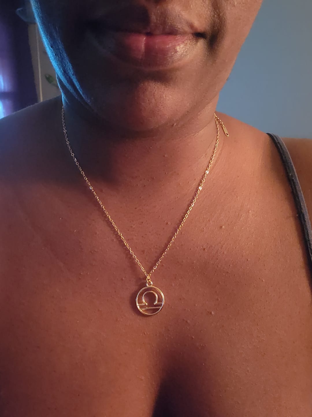 Customer photo review of Zodiac Sign Pendant Necklace