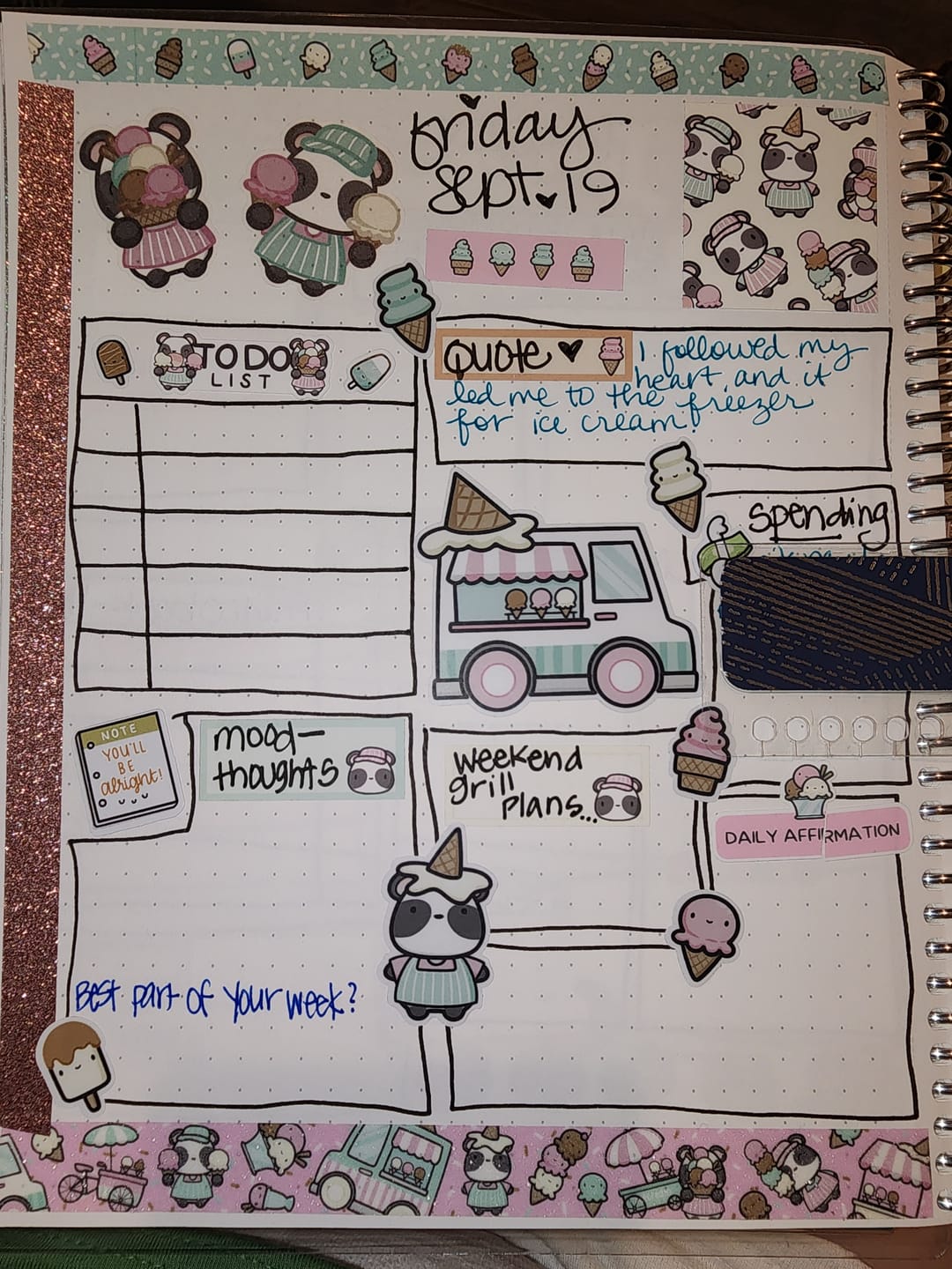 Customer photo review of Sticker Sheet - Gratitude Prompts Icecream Date Theme