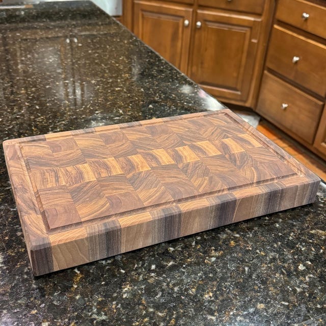 Customer photo review of Personalized Double-sided Walnut  End Grain Cutting Board