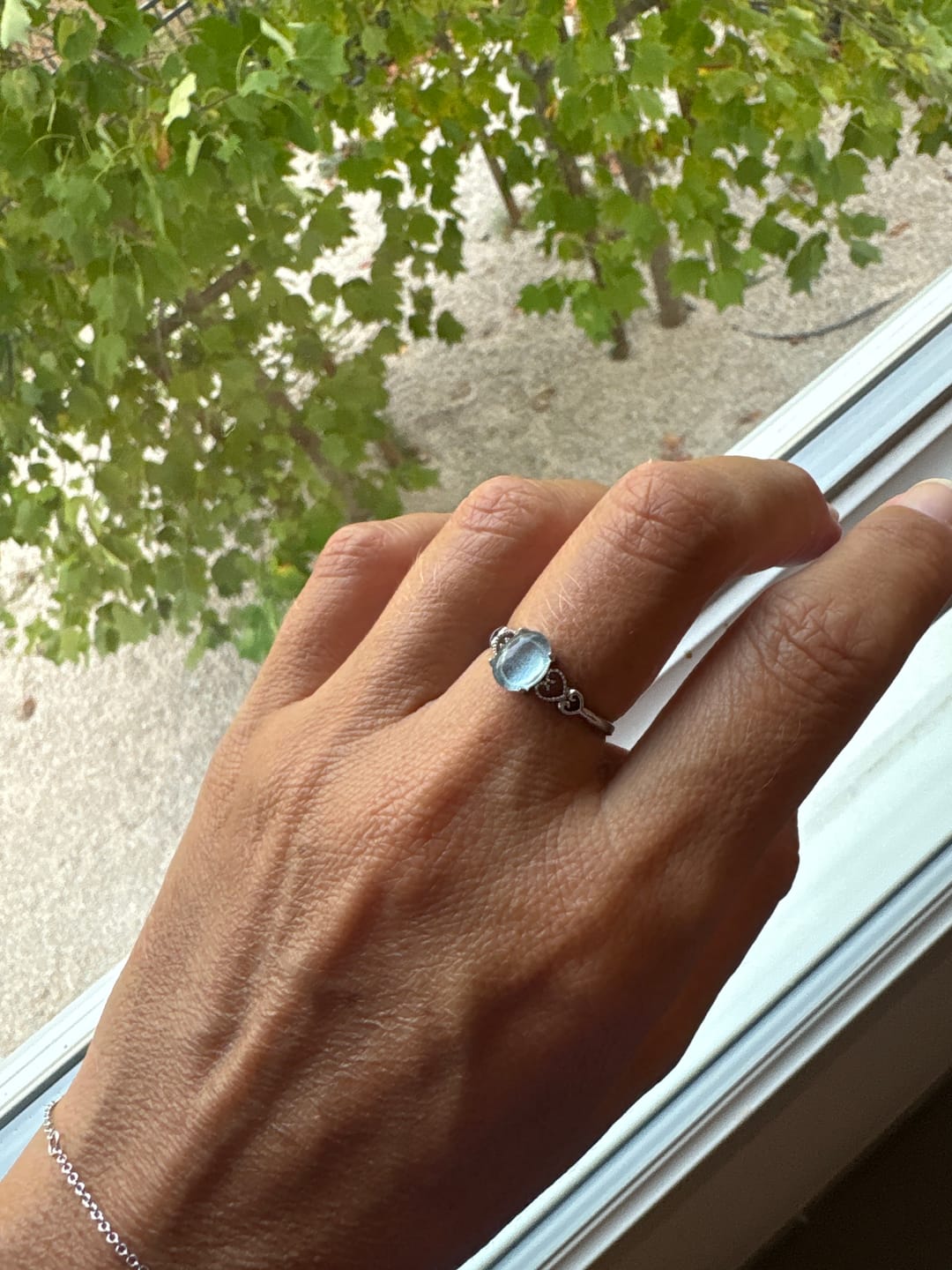 Customer photo review of Bague Ajustable "Cristal de Mer" en Aigue-Marine