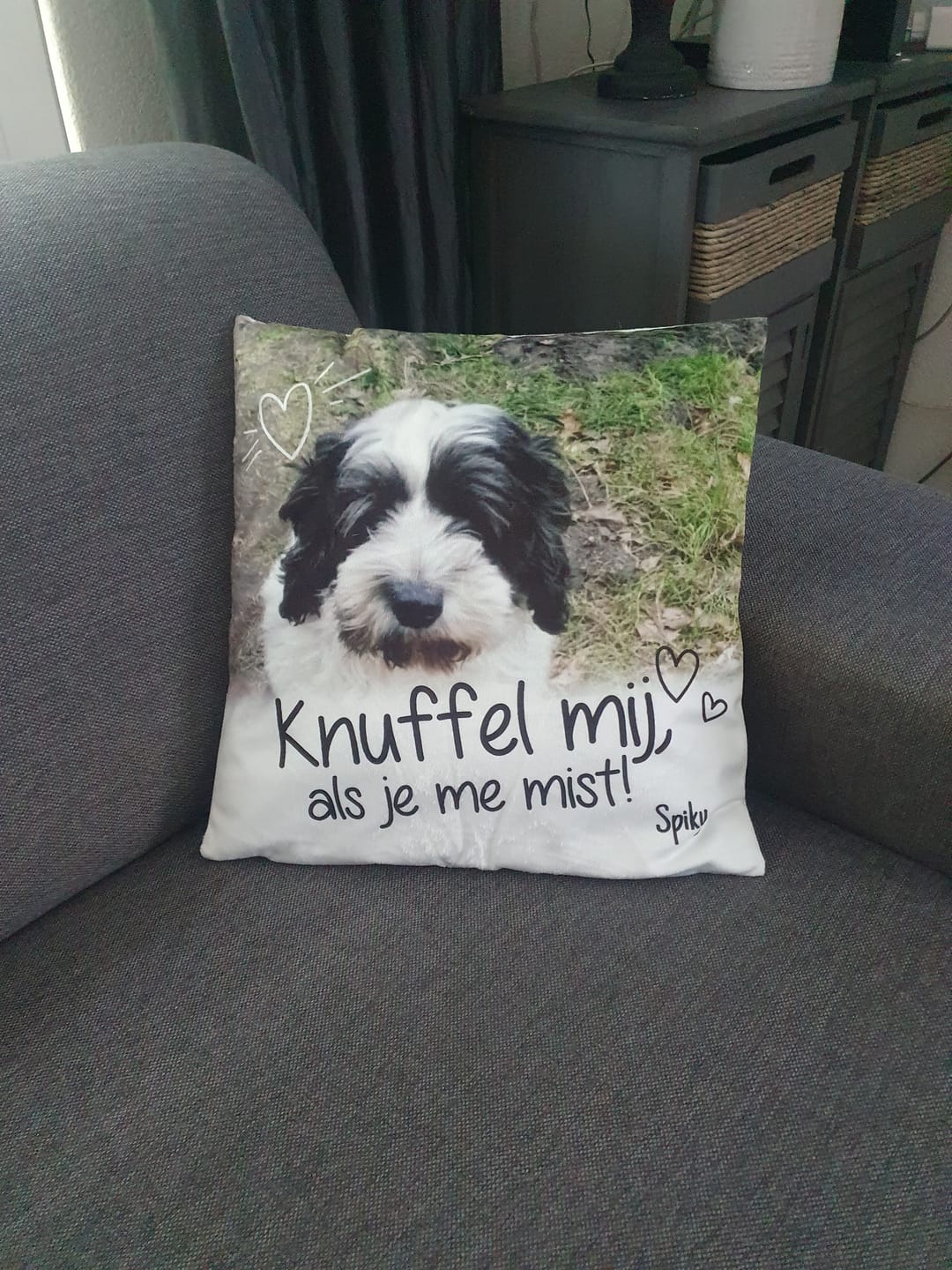 Customer photo review of Knuffel mij als je me mist - Gepersonaliseerde kussen