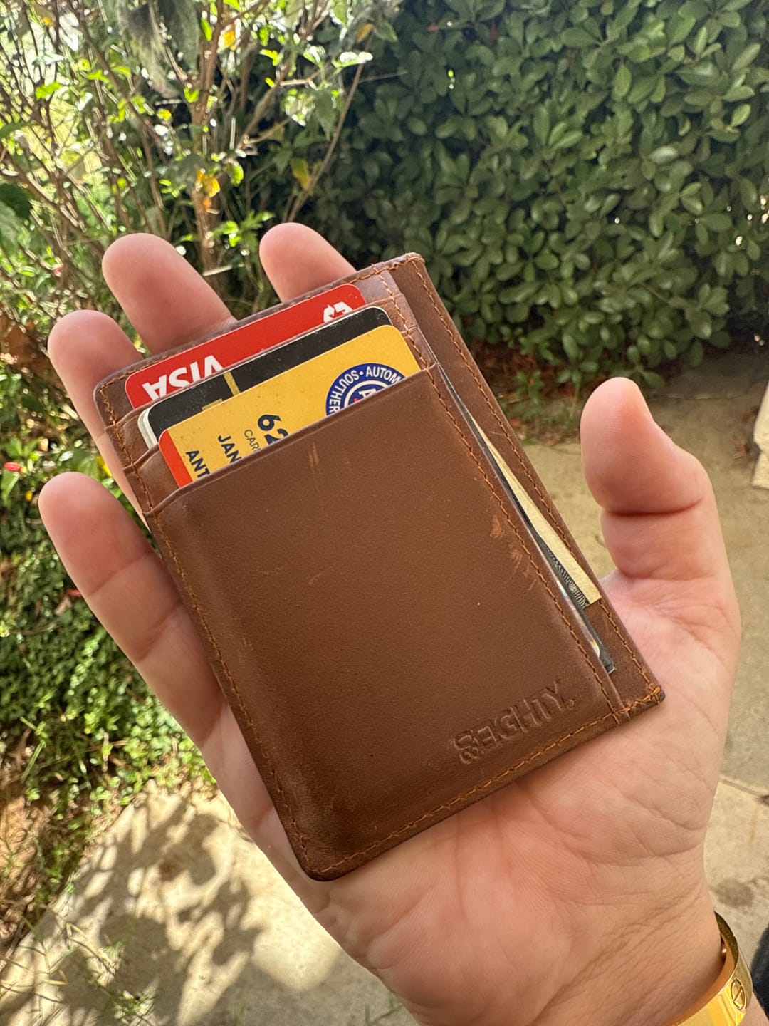 Customer photo review of 80Eighty® Cognac Leather Wallet