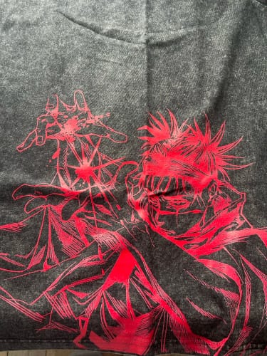Customer photo review of JJK Anime Graphic T-Shirt – Vintage Cotton Oversized Washed Tee