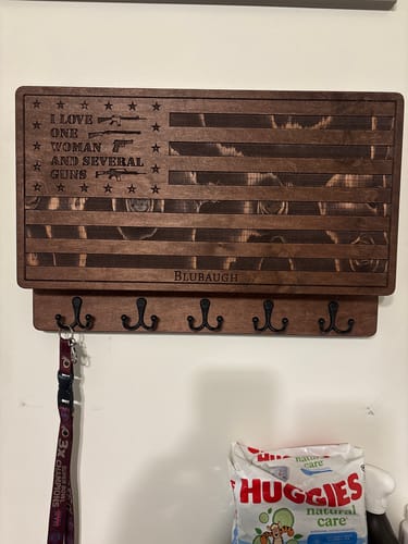 Customer photo review of PERSONALIZABLE ONE WOMAN AND SEVERAL GUNS FLAG