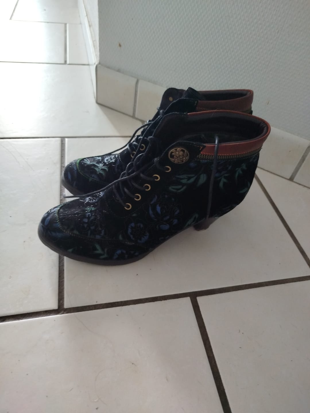 Customer photo review of Vintage Nocturne Blossom Ankle Boots