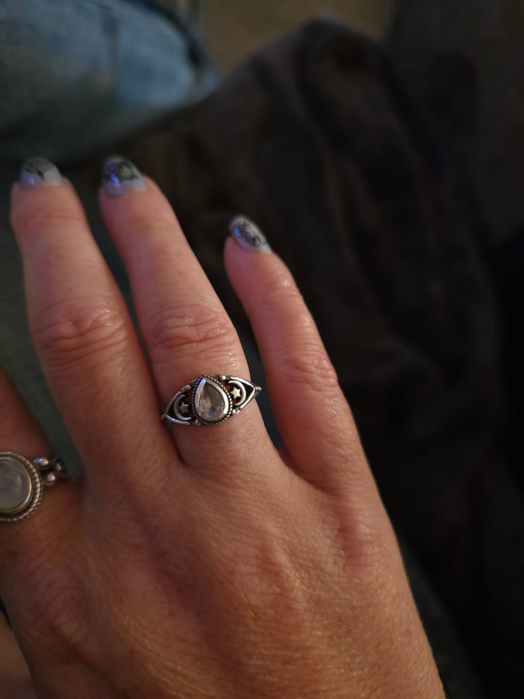 Customer photo review of Aquamarine Stars Moon Ring Sterling Silver