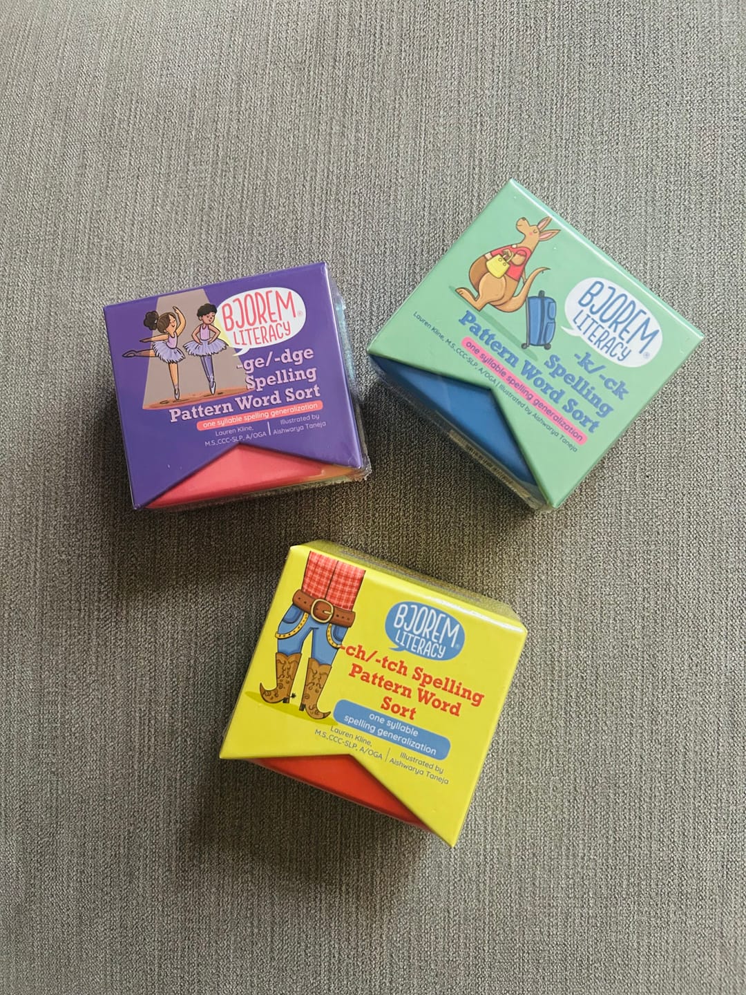 Customer photo review of -ge/dge, -k/-ck, -ch/tch Spelling Sort Bundle