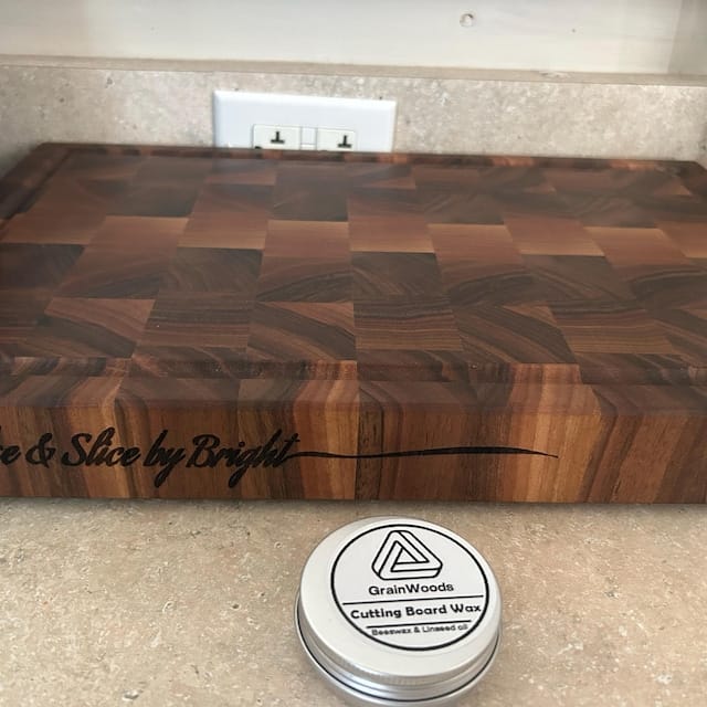 Customer photo review of Personalized Double-sided Walnut  End Grain Cutting Board